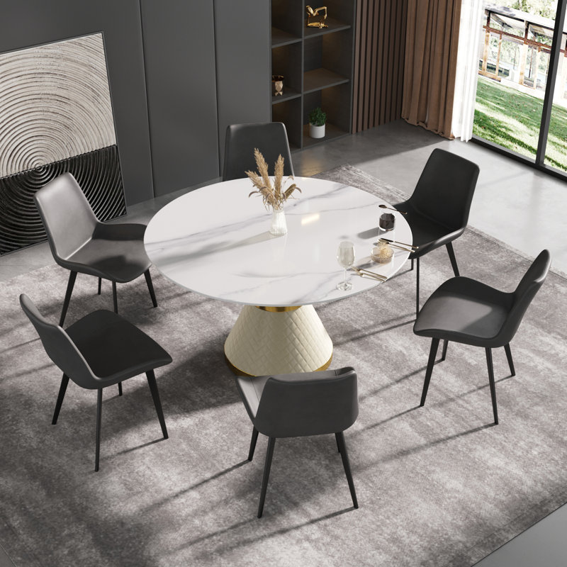 Table de salle à manger Modern, H 29,53 po x L 53 po x l 53 po, Blanc