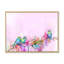 Pinceau rose et oiseaux mauves - reproduction sur toile avec cadre flottant-618871703-618871700