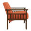 Chaise d'appoint rembourrée 100% tissu dans une structure orange en bois massif avec finition noyer pour les coussins de hall d'entrée attachés