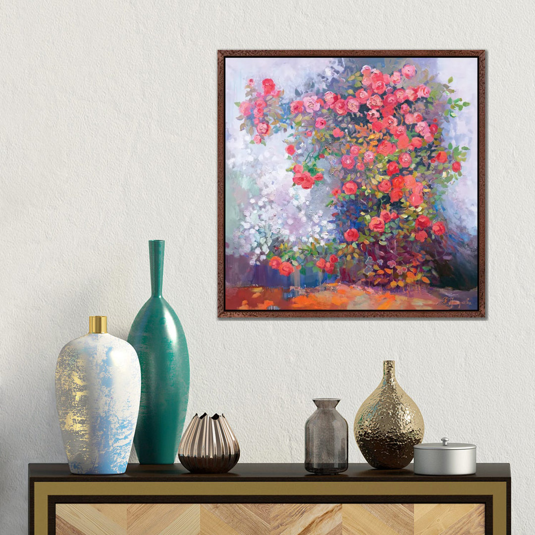 Scharlachrote Rosen von Anastasiia Grygorieva - Galerie-umwickelte Leinwand Giclée auf Leinwand