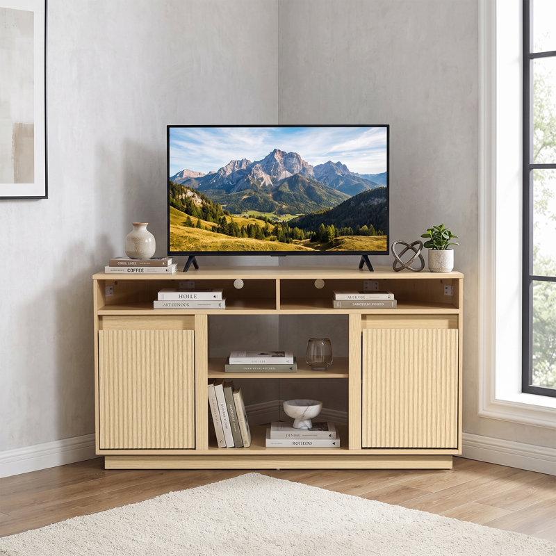 Meuble télé 47 po Mid-Century, Natural Wood
