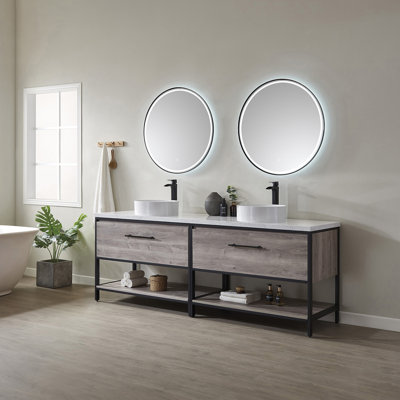 Murcia 84'' Double Bathroom Vanity with Ceramic Top