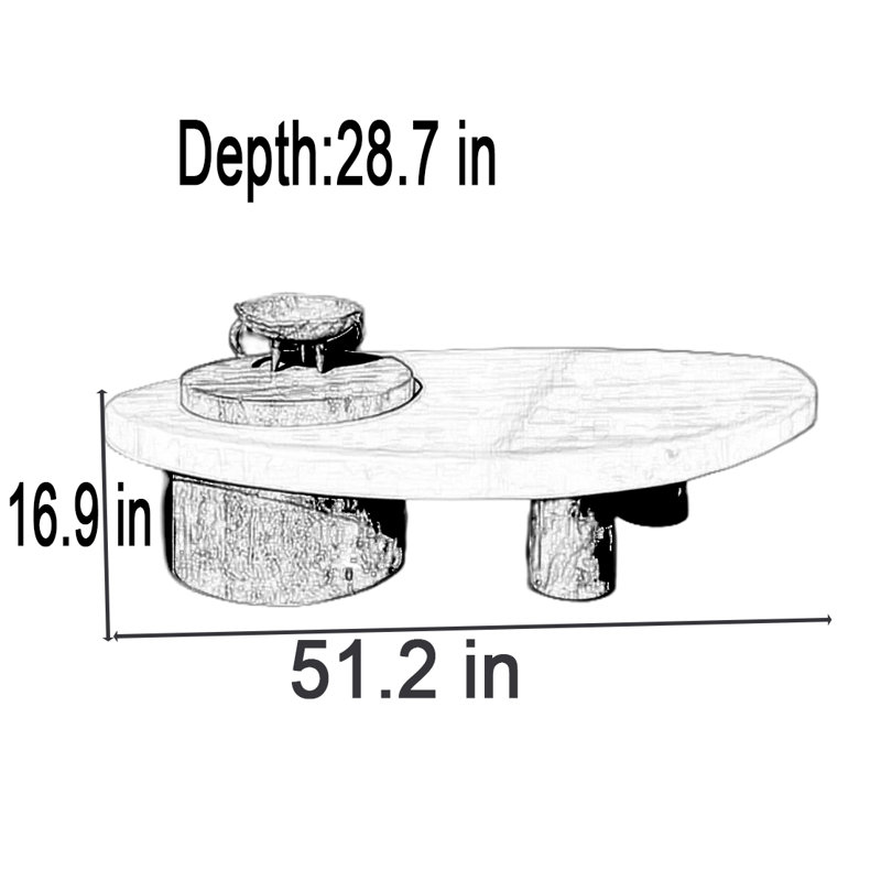 Table basse Modern, H 16,9 po x L 51,2 po x l 28,7 po