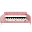 Grand lit de jour rembourré rose avec 4 pieds de soutien - robuste pour chambre d'amis / salon-235542144