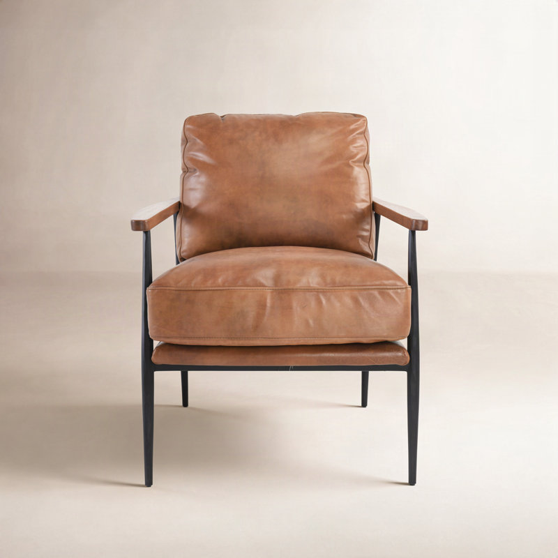 Arnold Leather Club Chair, Antique Brown/Brown