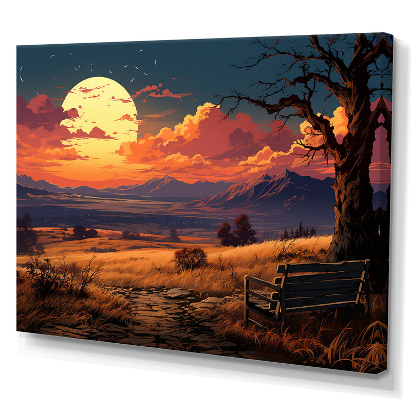 Coucher de soleil silhouette, Toile tendue, H 12 po x l 20 po x P 1 po