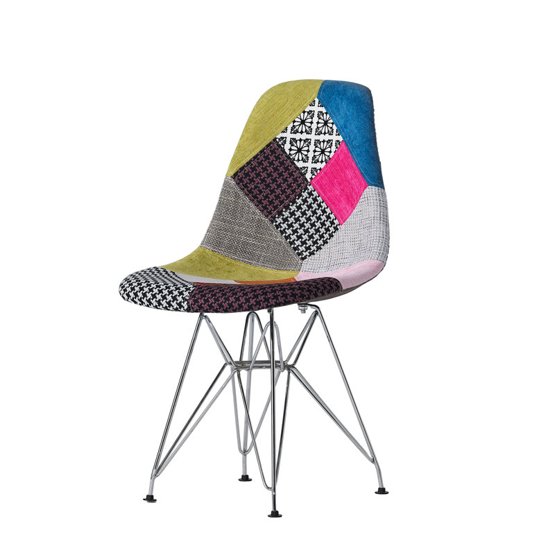 Fauteuils de café bohémiens colorés, structure en fer et sièges rembourrés de siège 2 pièces, dossier confortable à motif géométrique
