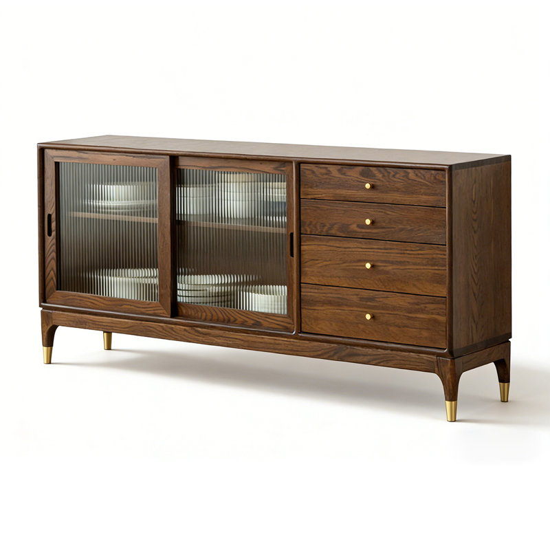 Scandinavian-style Oak Sideboard, 31.5" H x 55.1" W x 15.7" D