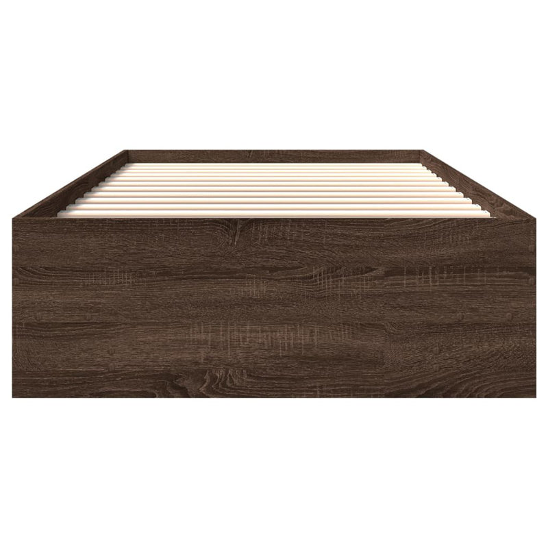 Bed, European Single (90 x 200 cm), Brown Oak