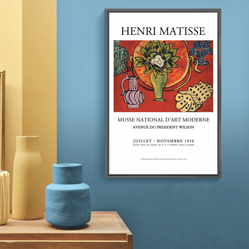 Matisse Aesthetic Abstract - Impression sur toile, Cadre noir, H 24 po x l 16 po x P 1,5 po