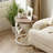 Farmhouse Tray Top Round End Table With Curved Motif Frame Base, White