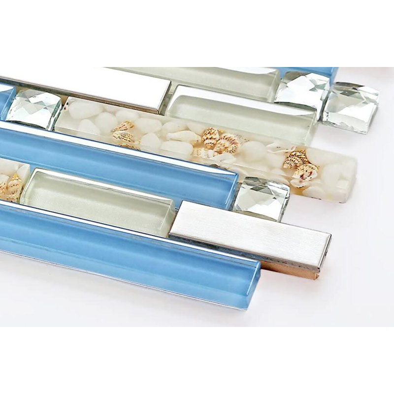 Glass/Seashell Linear Mosaic Wall Tile