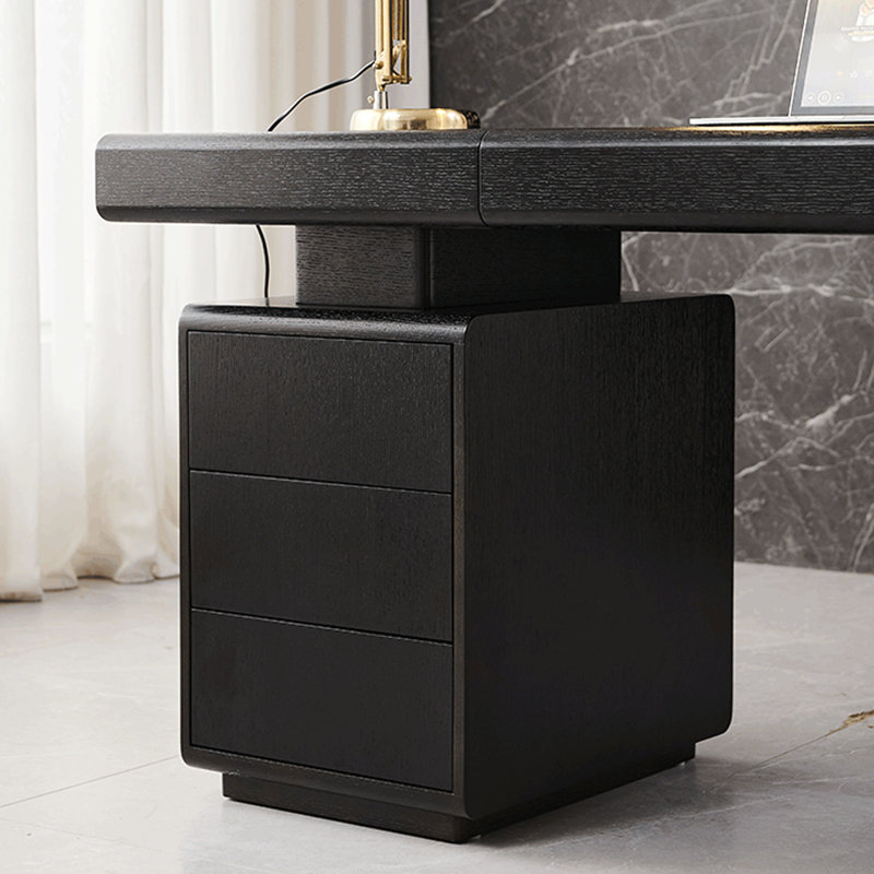 Bureau rectangulaire en bois manufacturé noir, H 29,53 po x l 55,12 po x P 25,59 po