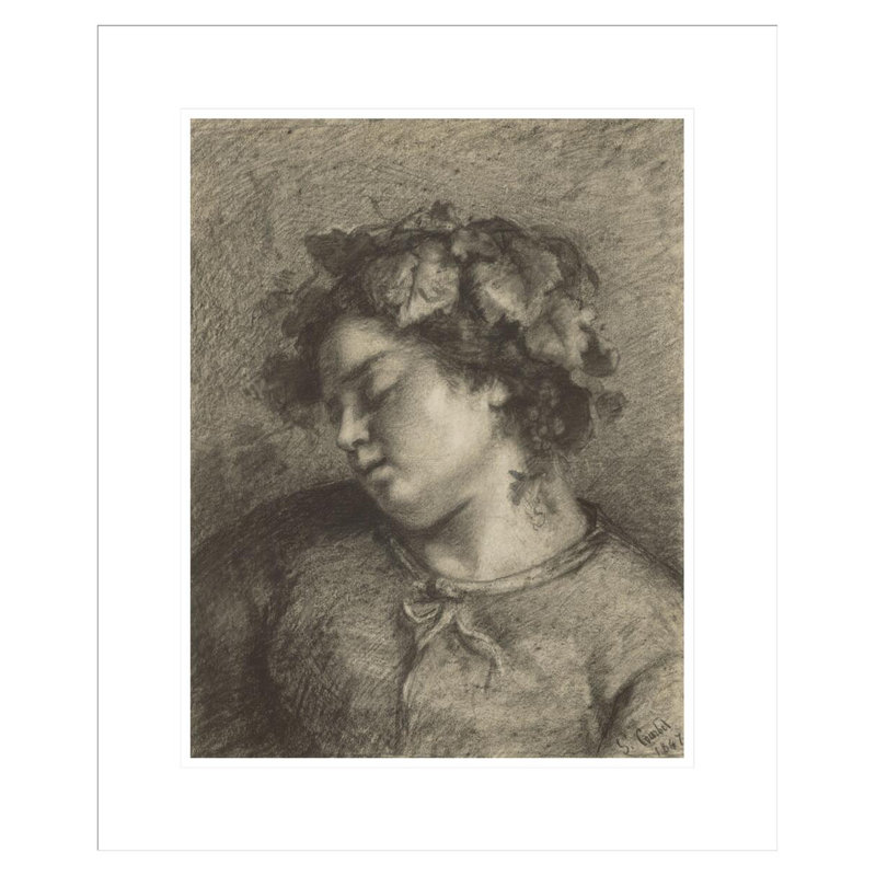 «Head of a Sleeping Bacchante» par Gustave Courbet, impression giclée encadrée, H 21,31 po x l 17,75 po