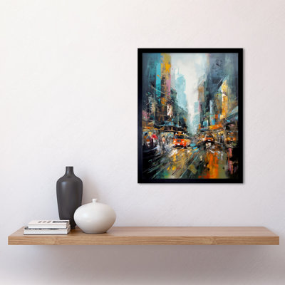 Kordt New York City Rainy Day Abstract Action Cityscape 1 Piece Single Picture Frame Wall Art