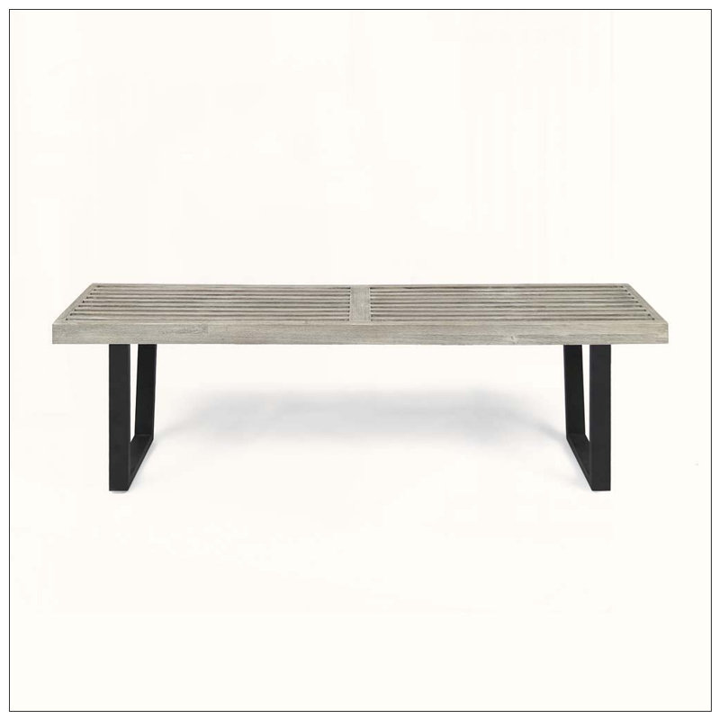 Banc de patio en bois d'acacia, Noir + gris