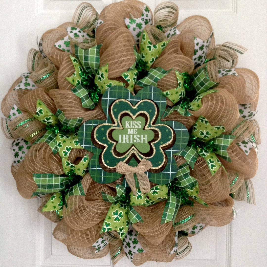 St Patrick's Day Wreath Kiss Me Irish Shamrock The Holiday Aisle®