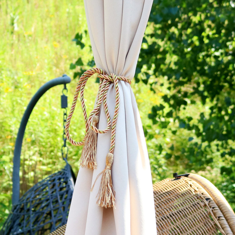 Copper Finish Polyester Rope Curtain Tiebacks with Tassels (Set of 2)
