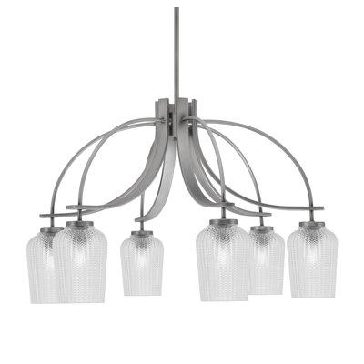 Cavella Light, Downlight Chandelier Shown With 5" Clear Textured Glass