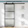 Metal and Glass Sliding Barn Door with Installation Hardware Kit ( Soft-close Included)