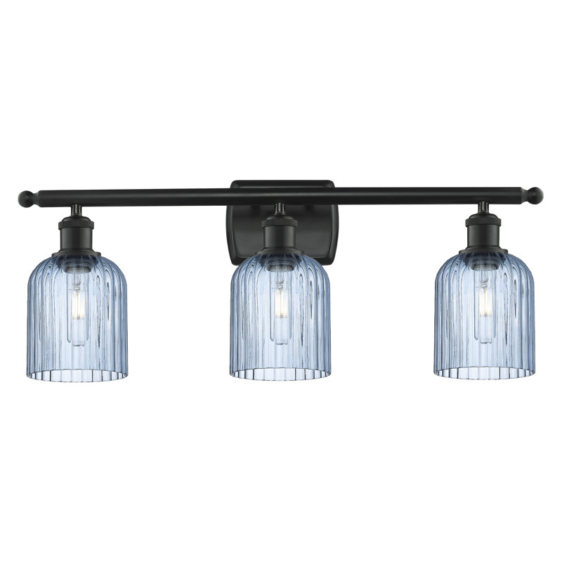 Abat-jour de meuble-lavabo 3 lumières 25 po Brion Addeline, Noir mat, Bleu princesse