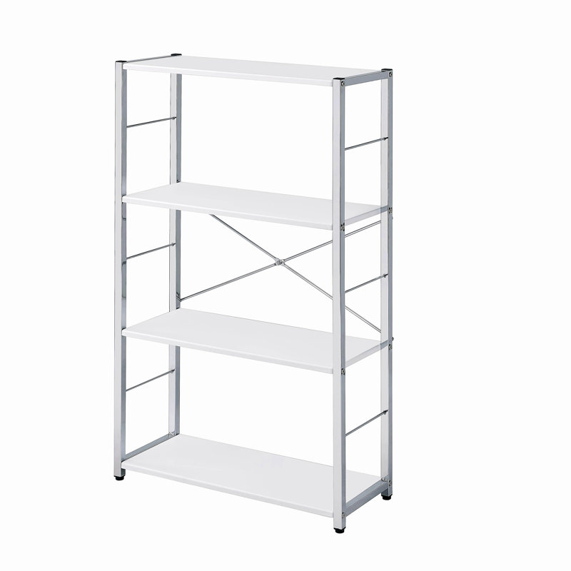 Bibliothèque blanche et chrome, (4 tablettes) H 42 po x l 24 po x P 11 po