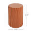 Table d'appoint cylindrique texturée terracotta ondulée, préassemblée (non démontable), capacité de charge de 30 kg, utilisable à l'intérieur et à l'extérieur comme tabouret ou table basse pour salon, terrasse ou balcon.