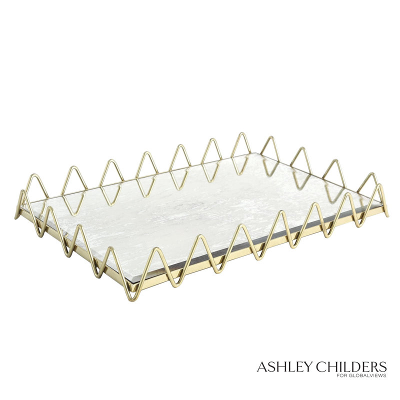 Ric Rac Tray-Gold W/Antique Mirror