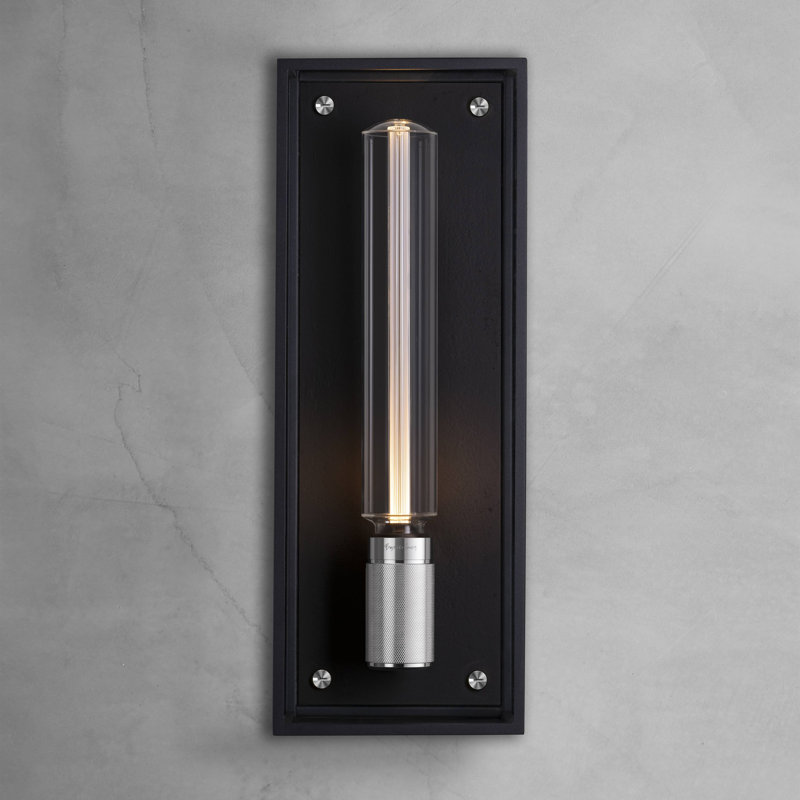 Cross Knurl Stainless Steel Wall Light, Black/Steel