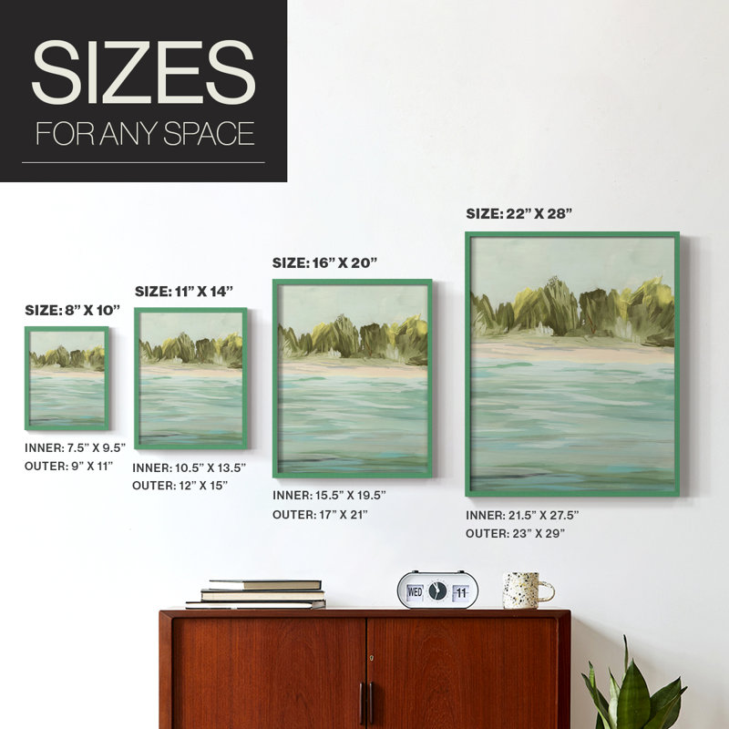 Offshore Horizon II, reproduction encadrée - bois massif, Vert, H 21 po x l 17 po