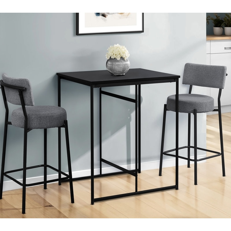 Ensemble de 2 tabourets de bar contemporains en tissu gris et en métal noir, pour le confort et le style de la cuisine moderne