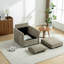 Fauteuil demi-tonneau pivotant capitonné en chenille avec rangement caché-399436747