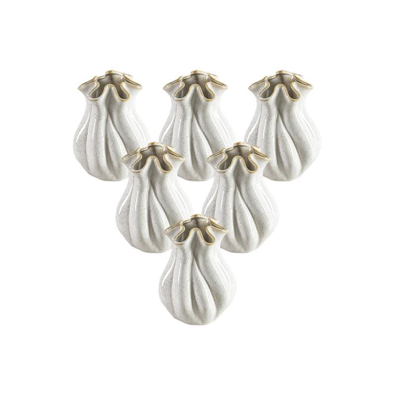 Vase en céramique émaillé blanc de 8,5 pouces Rosecliff Heights