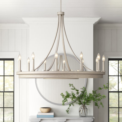 Marconi 12-Light Dimmable Wagon Wheel Chandelier 
