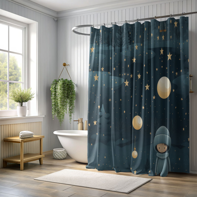 Rideau de douche Christmas Night - Premium, H 74 po x l 71 po