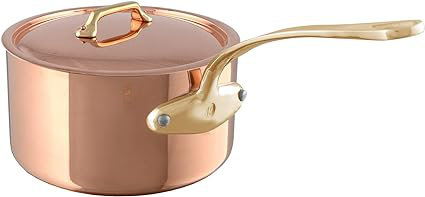 Mauviel M'200 B Sauce Pan With Lid, Brass Handle, 1.8-Qt