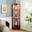 Glass Cabinet Lighted Corner Cabinet Corner Display Curio Cabinet, Glass Display With Light(Included)Bar Cabinet,Wine Cabinet With Adjustable Glass Shelves Carved Decoration Cherry Light(Included)-743653921