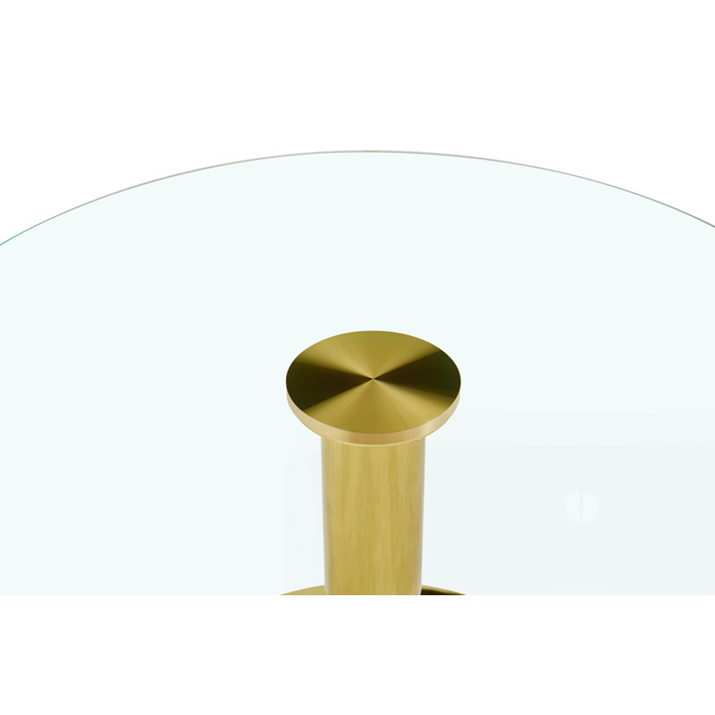 Table basse ronde en verre trempé de 27,5 po de diamètre, Doré