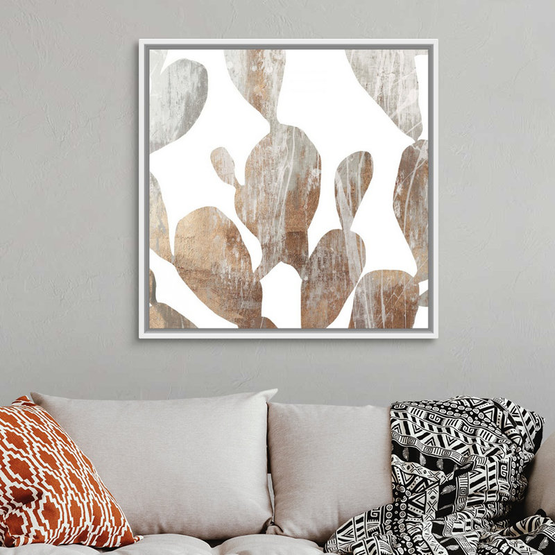 Feuillage en marbre II-impression sur toile, H 38 po x l 38 po x P 1,75 po, Cadre blanc
