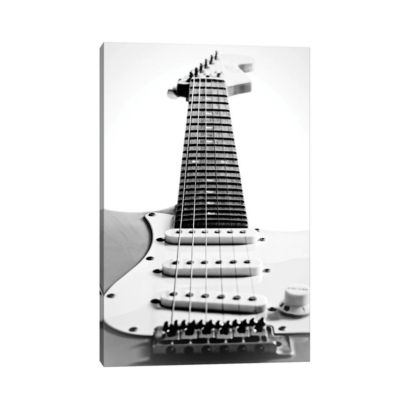 Black And White Guitar Side by Tom Quartermaine - Wrapped Canvas Print, 20.32 cm H x 30.48 cm W