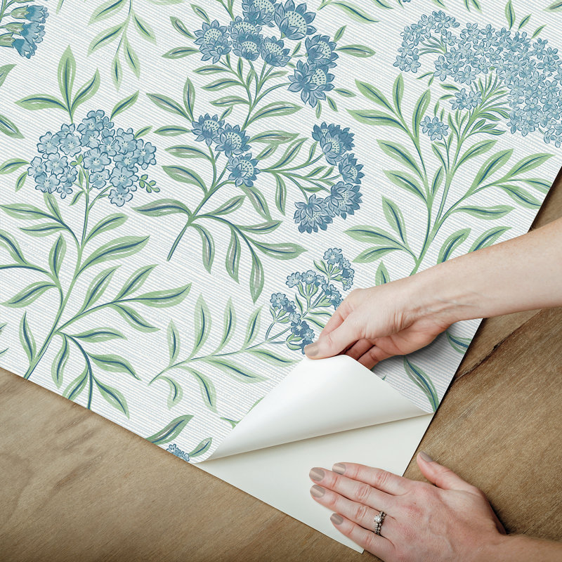 Papier peint floral à feuilles, Teal