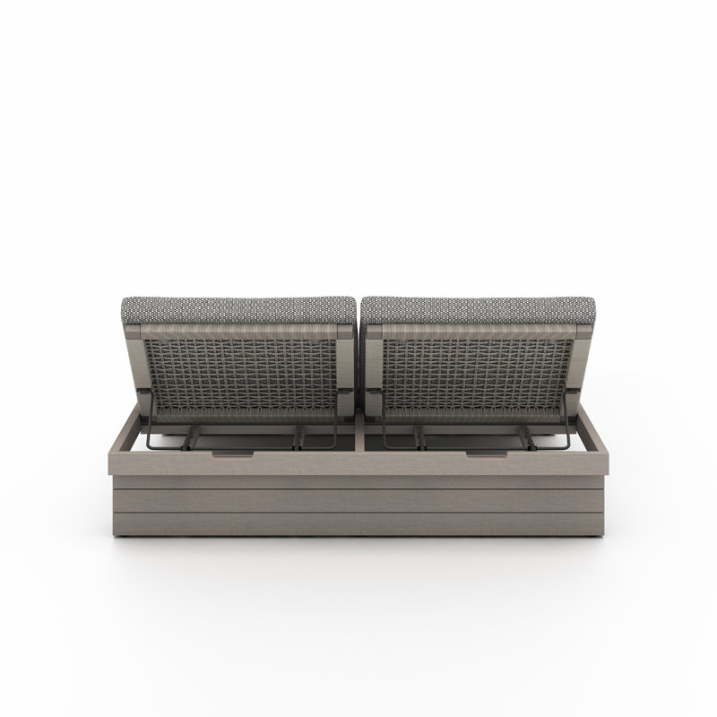Leroy Outdoor Teak Chaise Lounge, Weathered Gray, Stone Gray