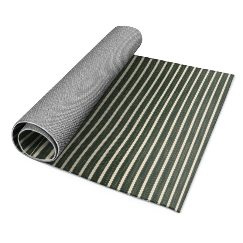Tapis intérieur / extérieur vert HorizontalStripes, Rectangle 9 pi x 12 pi