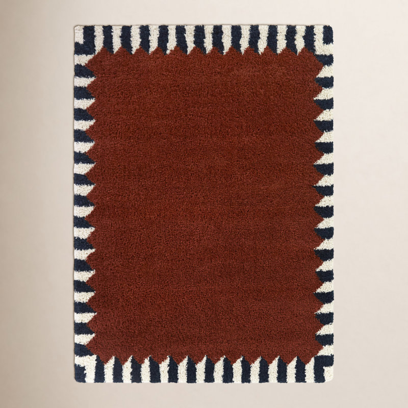 Charter Area Rug in Rust Red/Black/White, Rectangle 5'3" x 7'