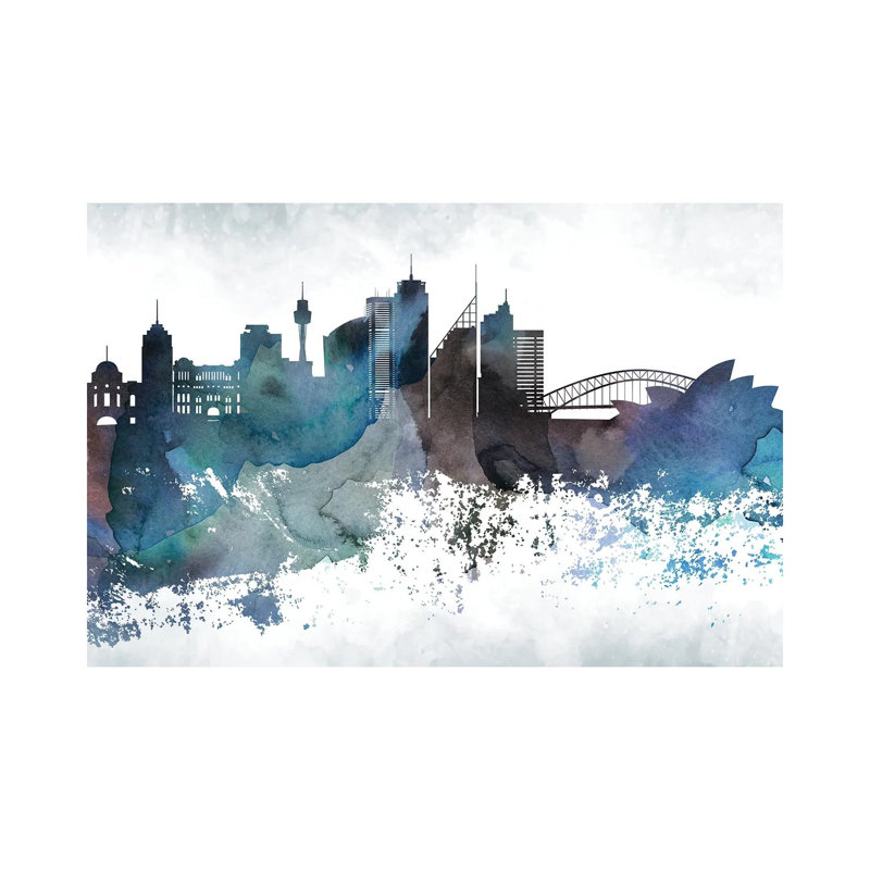 Sydney Bluish Skylines 1 Piece Floater Frame Wall Art on Canvas, 20.32 cm H x 30.48 cm W, Wrapped Canvas