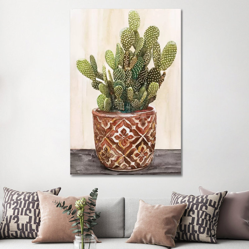 Potted Cactus II 1 Piece Painting on Canvas, 152.5 cm H x 101.5 cm W x 3.175 cm D, Wrapped Canvas