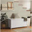 Coffre de rangement 39,4 po avec 2 charnières de sécurité, HOMcom, boîte en bois, blanc-1215978658