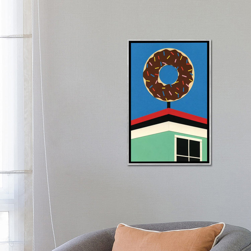 LA Donut Corner - reproduction d'art murale - toile encadrée, H 26 po x l 18 po, Impression encadrée sans passe-partout