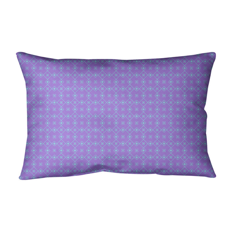 Coussin lombaire en coton Katelyn Elizabeth Doily, Pas de bourre, Mauve / Bleu