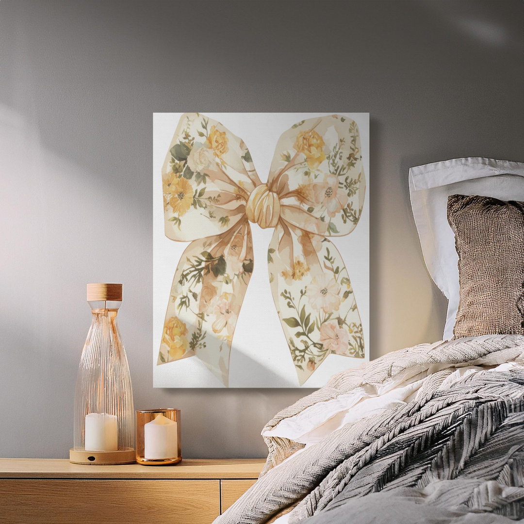 Vintage Floral Bow Canvas Print